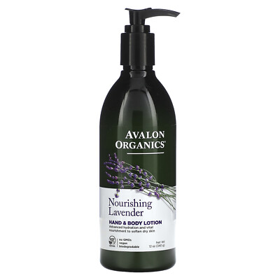 Avalon Organics Hand Body Lotion Лаванда 12 унций 340 г Гипоаллергенный, Прыгающий