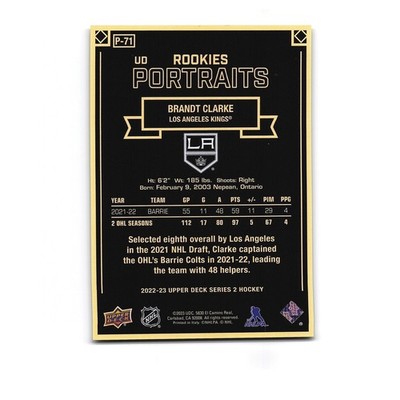 2022 Upper Deck Series 2 #P-71 Brandt Clarke RC UD Portraits Rookies