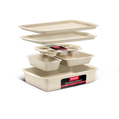 Bakken Swiss - Bakeware Set   6 Piece   Stackable Deluxe Non-Stick Baking Pan...