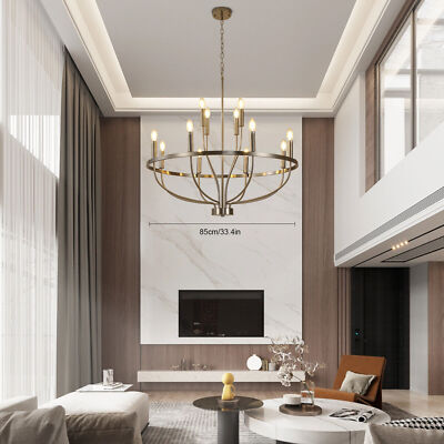 Farmhouse Industrial Chandelier Dining Rooms Round Pendant Light Fixture Decor