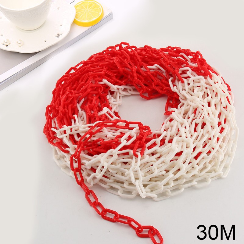 30 Meter Absperrkette Rot / Weiß Kunststoffkette Warnkette Sicherheitsabsperrung