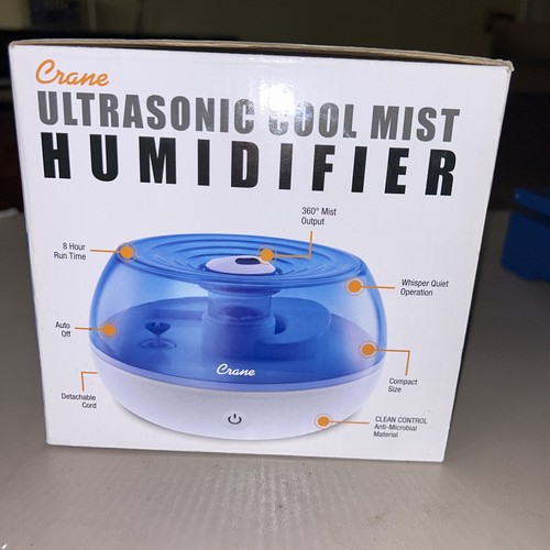 Crane Ultrasonic Cool Mist Humidifier Round, Compact Size, 25.6 oz