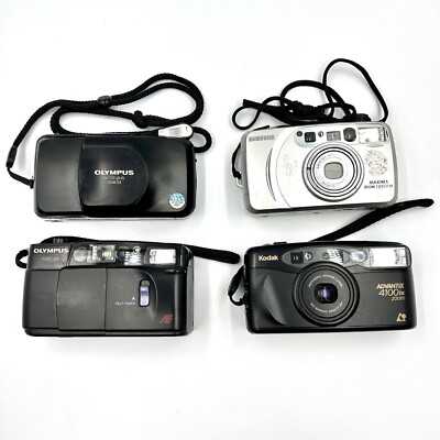 Lot Of 4 Point & Shoot Film Cameras For Parts Olympus Infinity Stylus Trip Kodak