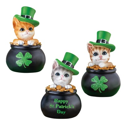 Playful St. Patrick's Day Cat Sitters - Set of 3 - 3.07 x