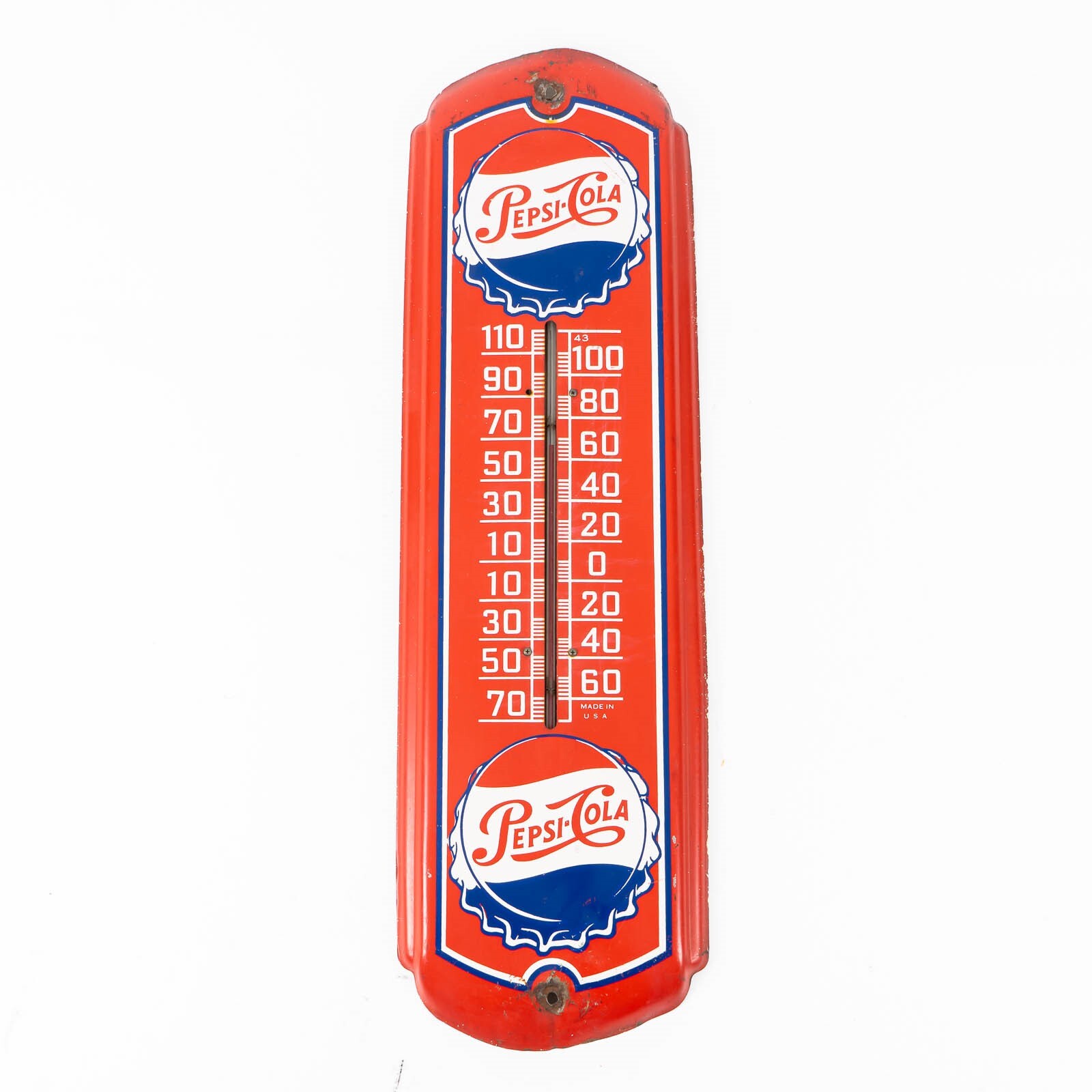 ペプシコーラ ペプシ温度計　1951～1962　レトロ　Have a Pepsi Pepsi-Cola Steel Wall Thermometer Red Blue White Made in