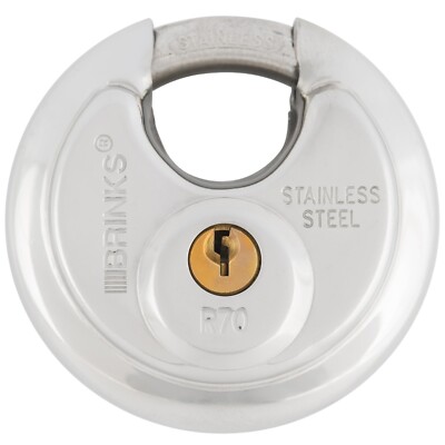 Brinks Commercial Stainless Steel Discus Padlock, 70Mm Body with 5/8 Inch Shackl