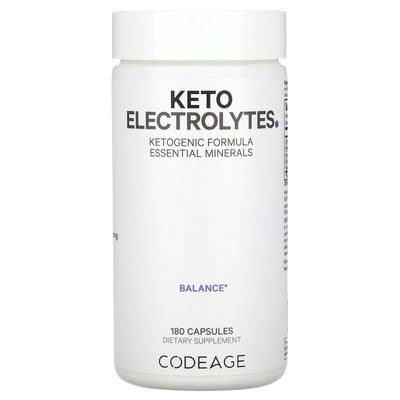 Keto Electrolytes, кетогенная формула, 180 капсул