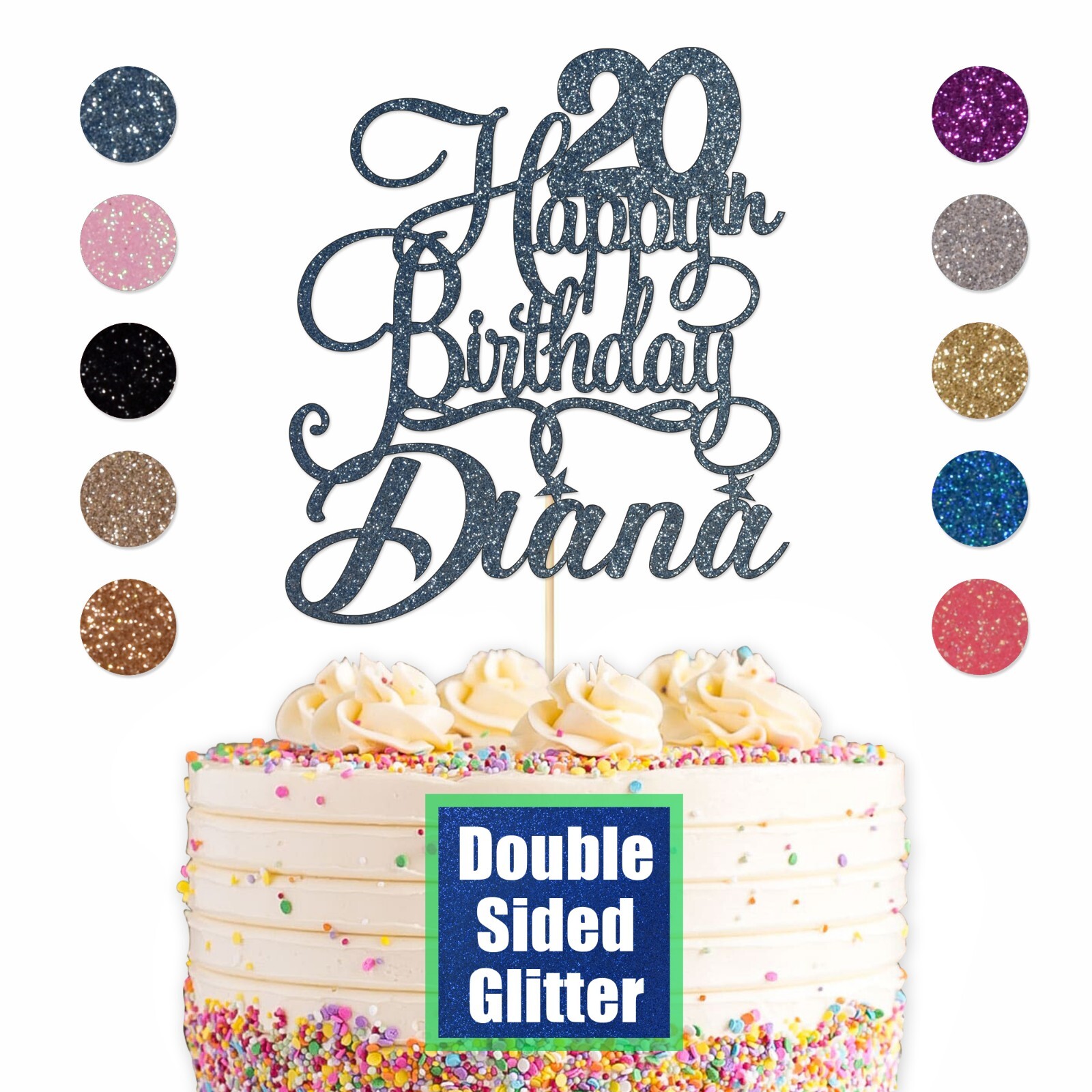 10. Geburtstag Cake Topper – 3-teiliges Set Mit Glitzer, Aus Karton, Für Kuchen & Desserts, Inkl. Stäbchen