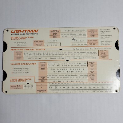Vintage 1969 Lightnin Mixers & Agitators Slurry Handling Calculator Slide Tool