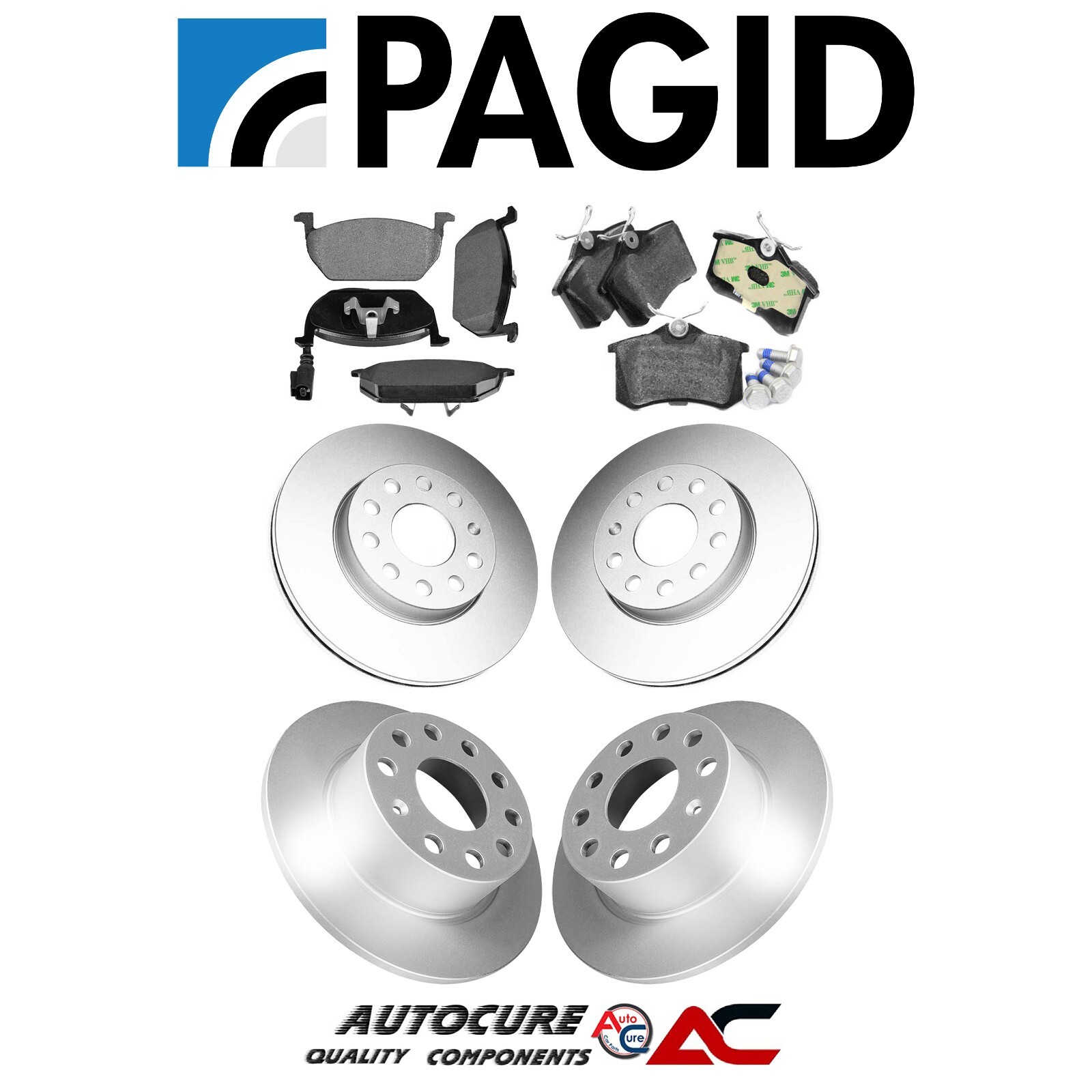 FITS SKODA OCTAVIA 16L TDI (MK3) FULL PAGID FRONT & REAR BRAKE DISCS & PADS SET