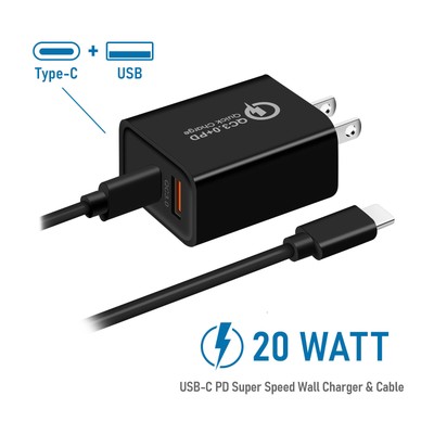 For Motorola Edge Moto G Play 2024 Fast QC3.0+PD USB+Type C Wall Charger Cable