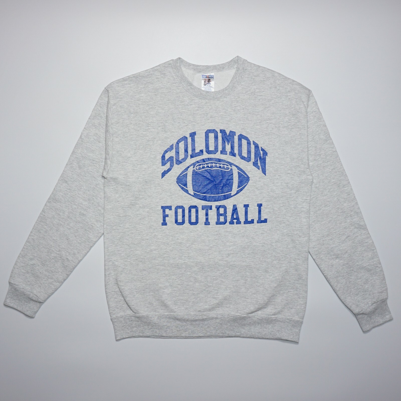 Solomon Football Men's Grey 90s Vintage USA Crew Neck Sweatshirt Size Medium