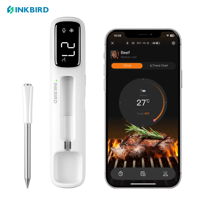 INT-11I-B Mini Wireless Meat Thermometer, Bluetooth 5.4 1000ft, 1s Response, IP6