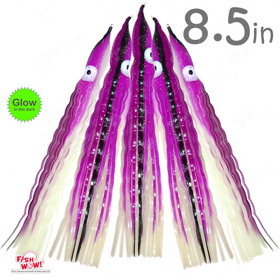Fish WOW! 8 1/2'' Squid Skirt 8.5 in Hoochies Crinkle Octopus Trolling lure NEW