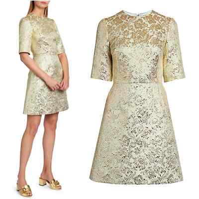 【送料&関税込】Dolce & Gabbana Brocade Patterned Dress NWT Dolce & Gabbana Brocade Short-Sleeve Mini Dress in Mint