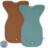 MEXXI Swaddle Baby Sleep Sack With Arms Up, 2 Pack Baby Transitional Swaddle with Double Zipper,100% Organic Cotton Swaddles for Newborns 0.5 TOG (Brown+Sage Green, 3-6 Months)