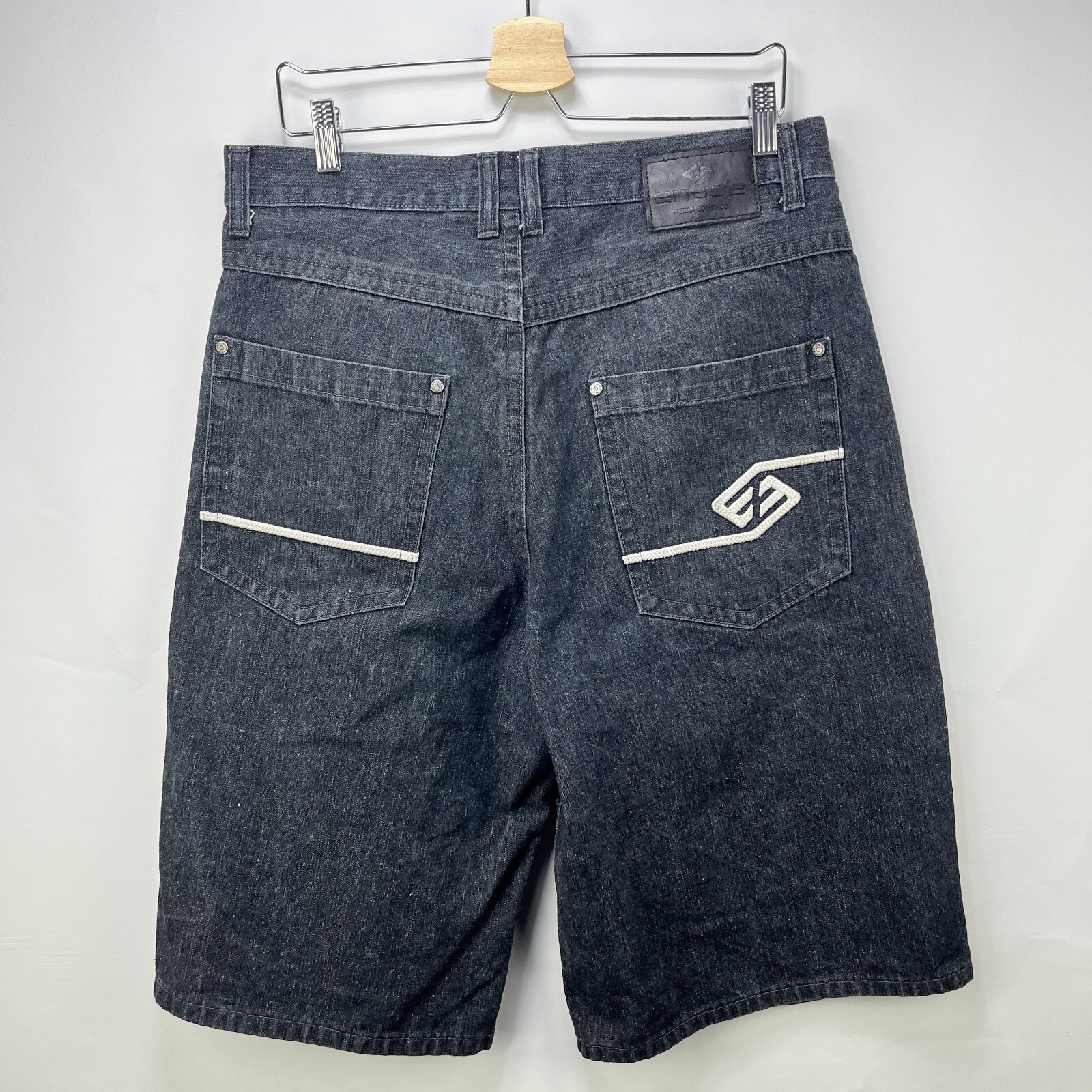 パンツ 00s SEANJOHN BAGGY DENIM SHORTS BLACK 00s Y2K Sean John Baggy Contrast Stitch Black Denim Shorts