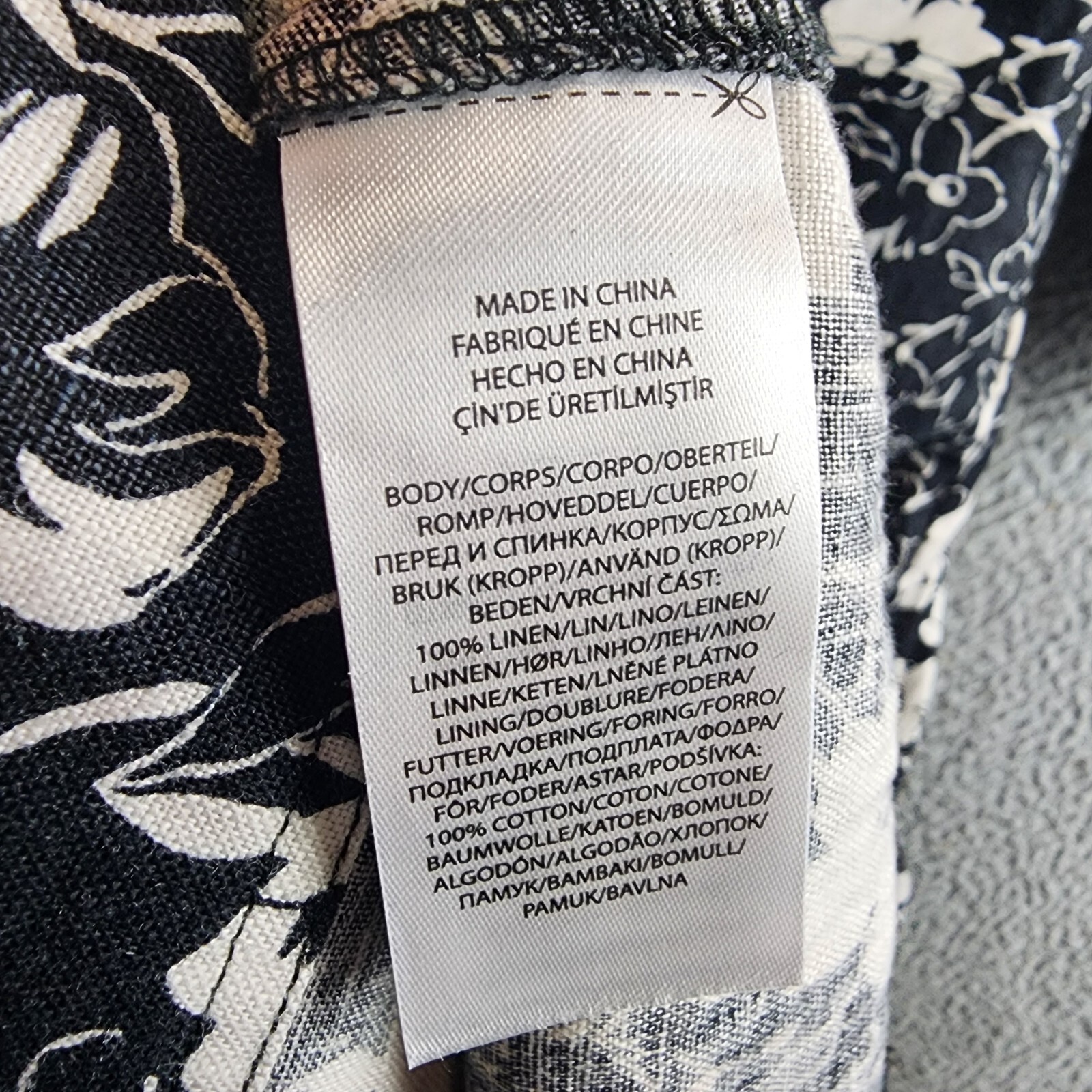 Lauren Ralph Lauren Floral Off-the-Shoulder Linen Dress Women's 2 Black/White - Picture 10 of 13
