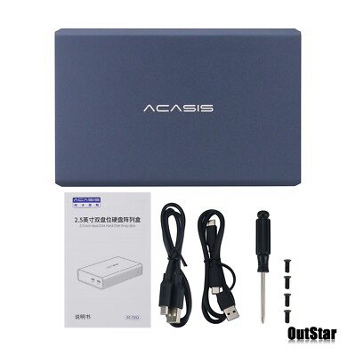 Acasis EC-7252 2 Bay HDD Enclosure Hard Drive Case for 12TB & 2.5'' SATA HHD SSD