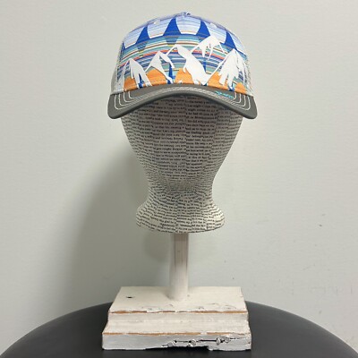 Pistil Blue Orange Gray Mckinley Mountains Mesh Snap Back Womens Trucker Cap O/S