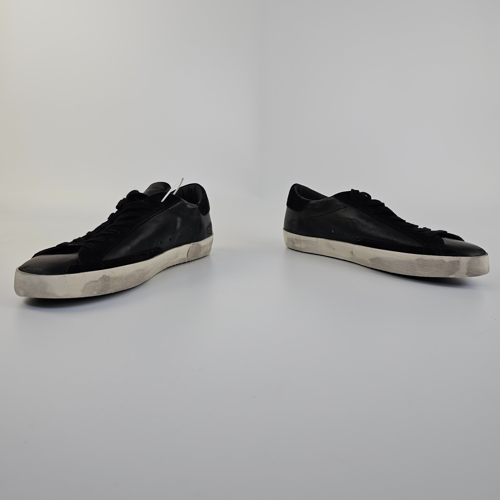 Pre-owned Golden Goose Super-star Men's Black Leather Low Top Sneakers