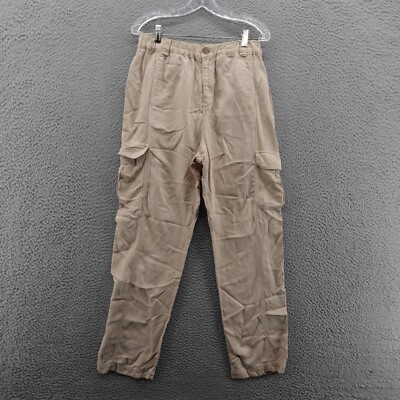 Faherty Arlie Day Cargo Pants Medium Beige Womens Linen Lyocell Blend Casual