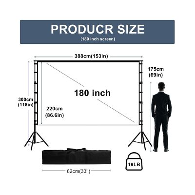 180 inch Projector Screen with Stand,HUANYINGBJB Outside Projection Screen, P...