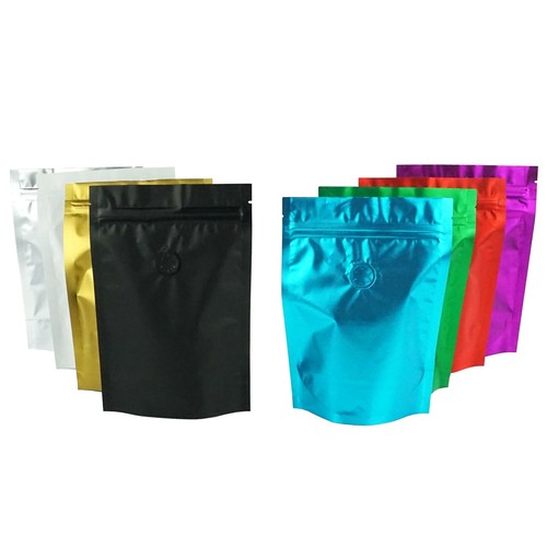 Foil Coffee Bags Mylar Valve Bags for Coffee Bean Resealble Odor Proof Packaging