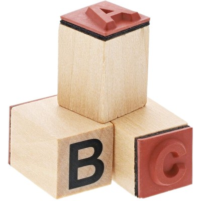 60-Piece Wood Alphabet Stamp Set, Upper and Lowercase Letters with Symbols