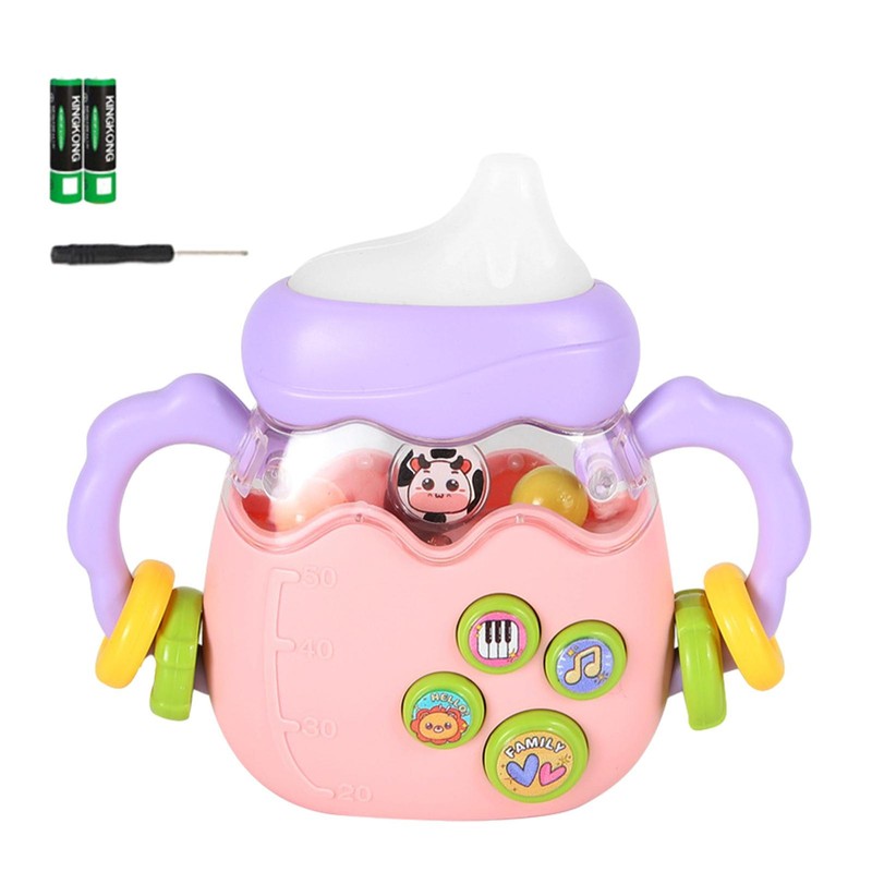 Newborn Teether LED Grab Bottle Rattle Toy Teether Shaker Comforting Toy Bottle