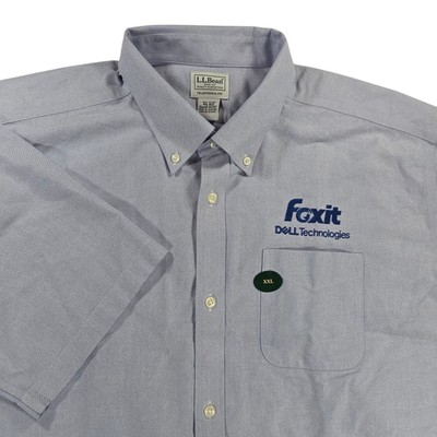 LL Bean Dell Foxit Button Shirt Men 2XL Blue Computer Tech Oxford Short Sleeve