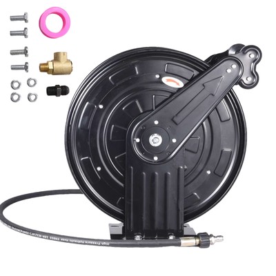 Pressure Washer Hose Reel Duals Arm 3/8'' X 50ft Auto Retractable Hose Reel
