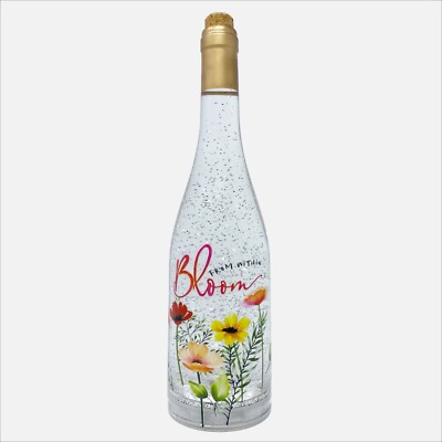 Gerson Lighted Glitter Snow Globe Bottle Table Lamp Floral Decor Grad Gift Dorm