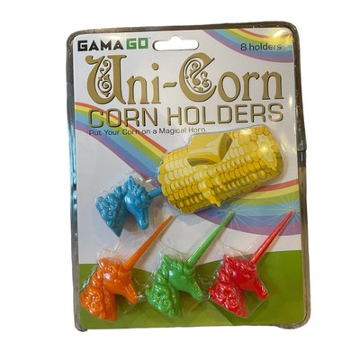 NWT Rainbow Unicorn (Uni-Corn) Corn Holders, Blue, Orange, Green & Red