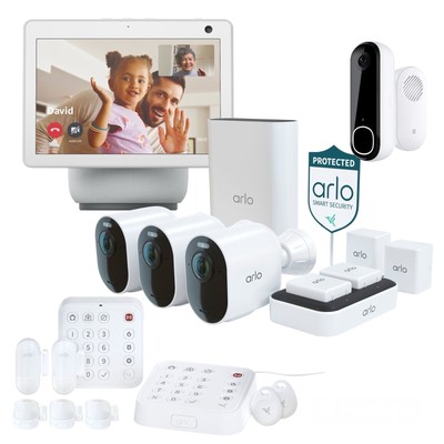 Arlo Ultra 2 Wireless 4K 4 Camera 2K Video Doorbell Security System with Keypads