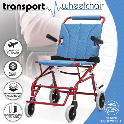 [FDA APPROVED] Foldable Lightweight Transport Wheelchair w/18'' Seat & Carry Bag