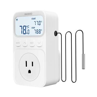 Digital Thermostat Outlet Plug Temperature Controller Socket 120V Heating Cooler