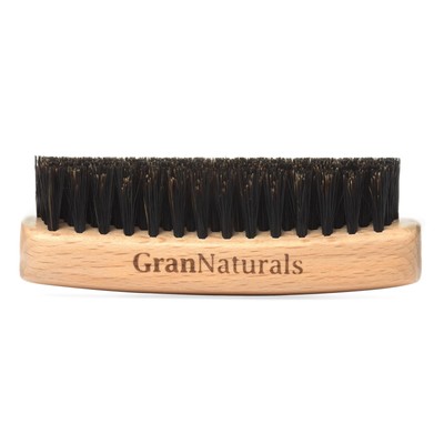 Boar Bristle Slick Back Hair Brush - Palm Size - Soft Medium Smoothing Hairbr...