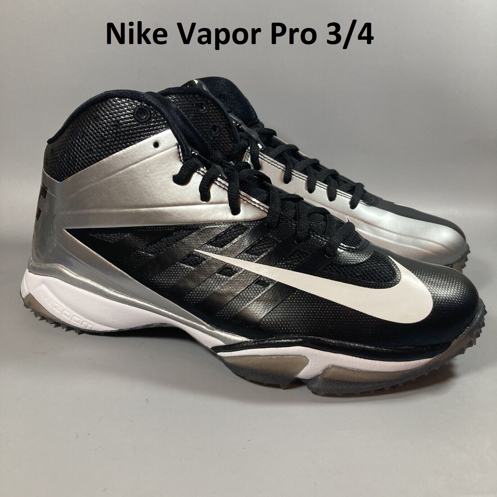 Nike Vapor Pro 3/4 Nubby Football Turfs Black/Silver 527878  display picture 1