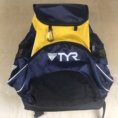 TYR Alliance 45L Swim Bag Backpack Blue Yellow