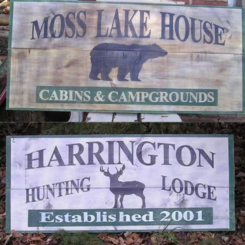 LARGE CUSTOM PERSONALIZED LODGE CABIN WOOD SIGN Hand painted made to order