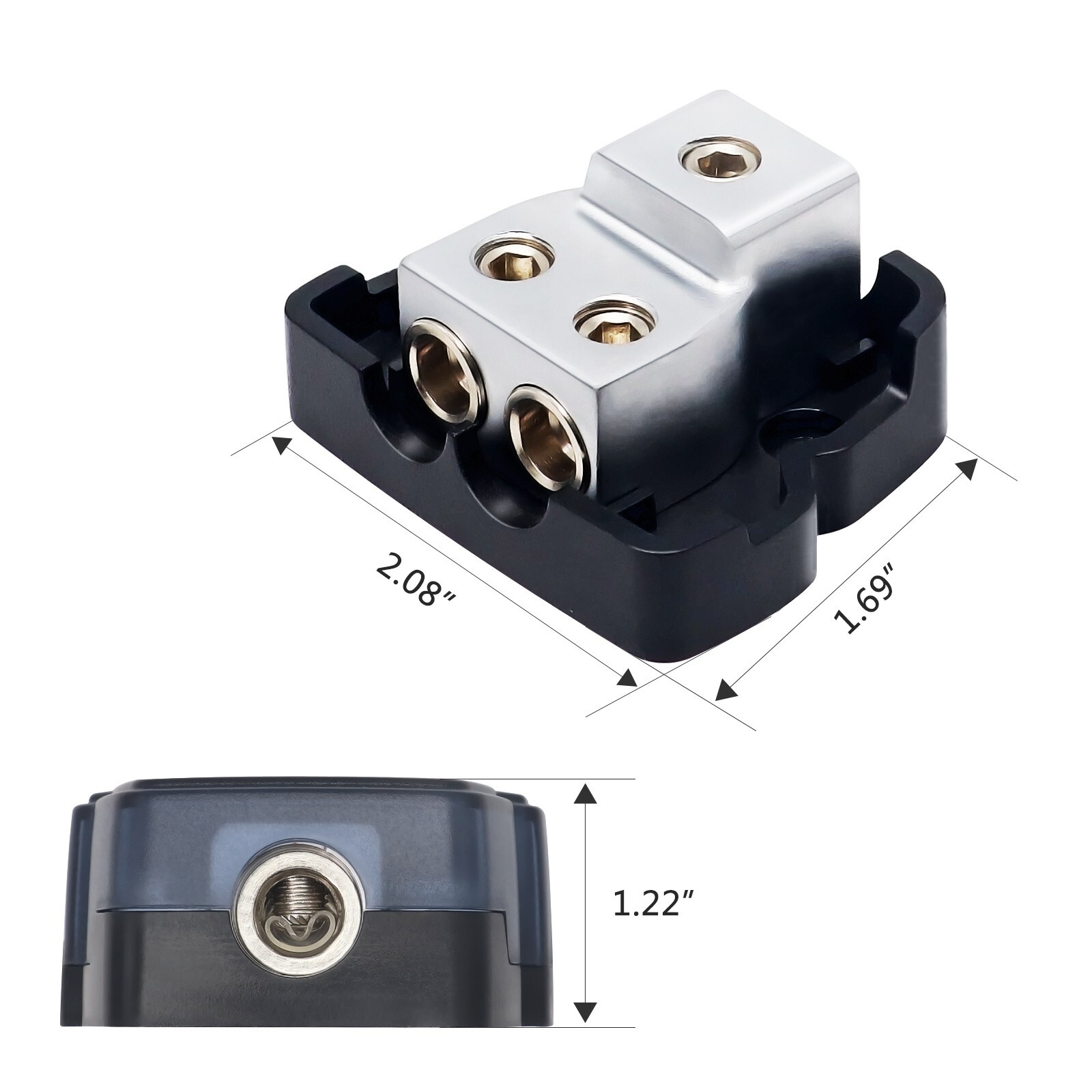 Recoil ZDB12P 2-Way Power Distribution Block for Car Audio Amplifier Splitter