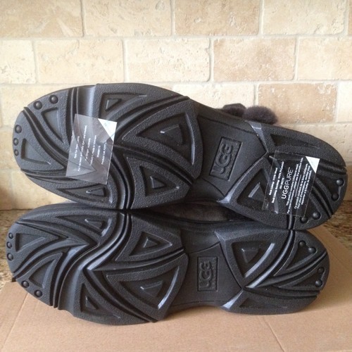 Pre-owned Ugg Sunburst Tall Grey Gray Black Suede Sheepskin Boots Size Us 11 Women In Grey / Black