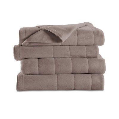 Sunbeam Heated Blanket | 10 Heat Settings, Quilted Fleece, Mushroom, Full