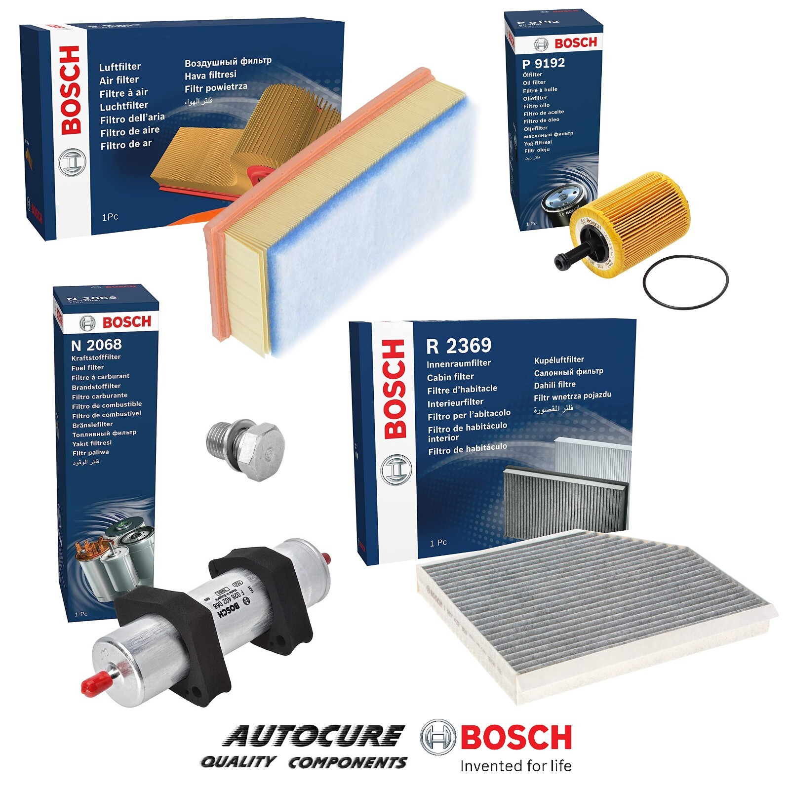 FOR AUDI Q5 S LINE TDI QUATTRO 8R 2008-2012 BOSCH OIL AIR FUEL CABIN SERVICE KIT