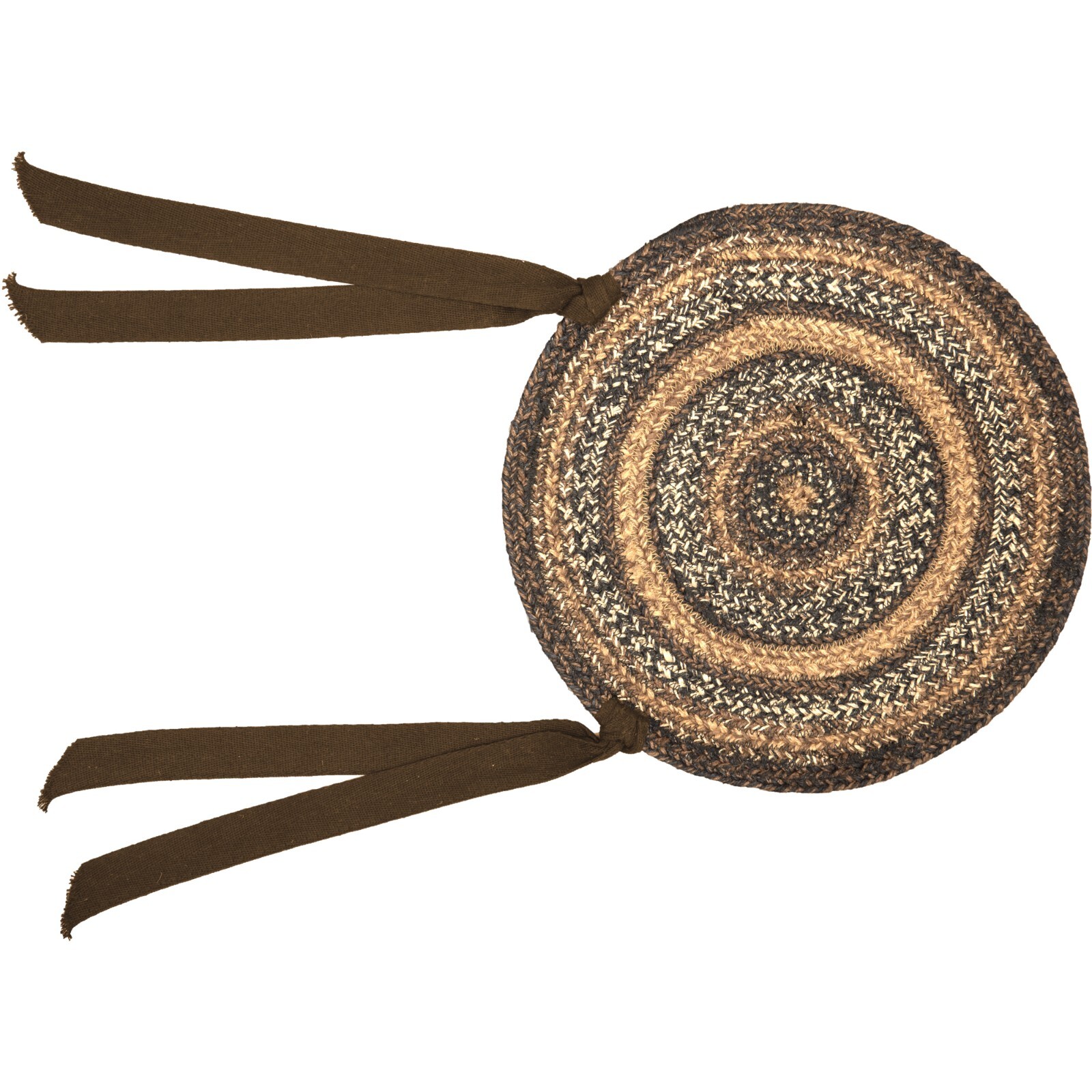 Espresso Jute Chair Pad Country Rustic Chestnut Brown Country Black Tan