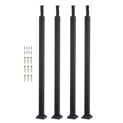 4pcs Cable Railing Post 42x2x2in L-Shaped Hole Corner Railing Post Black
