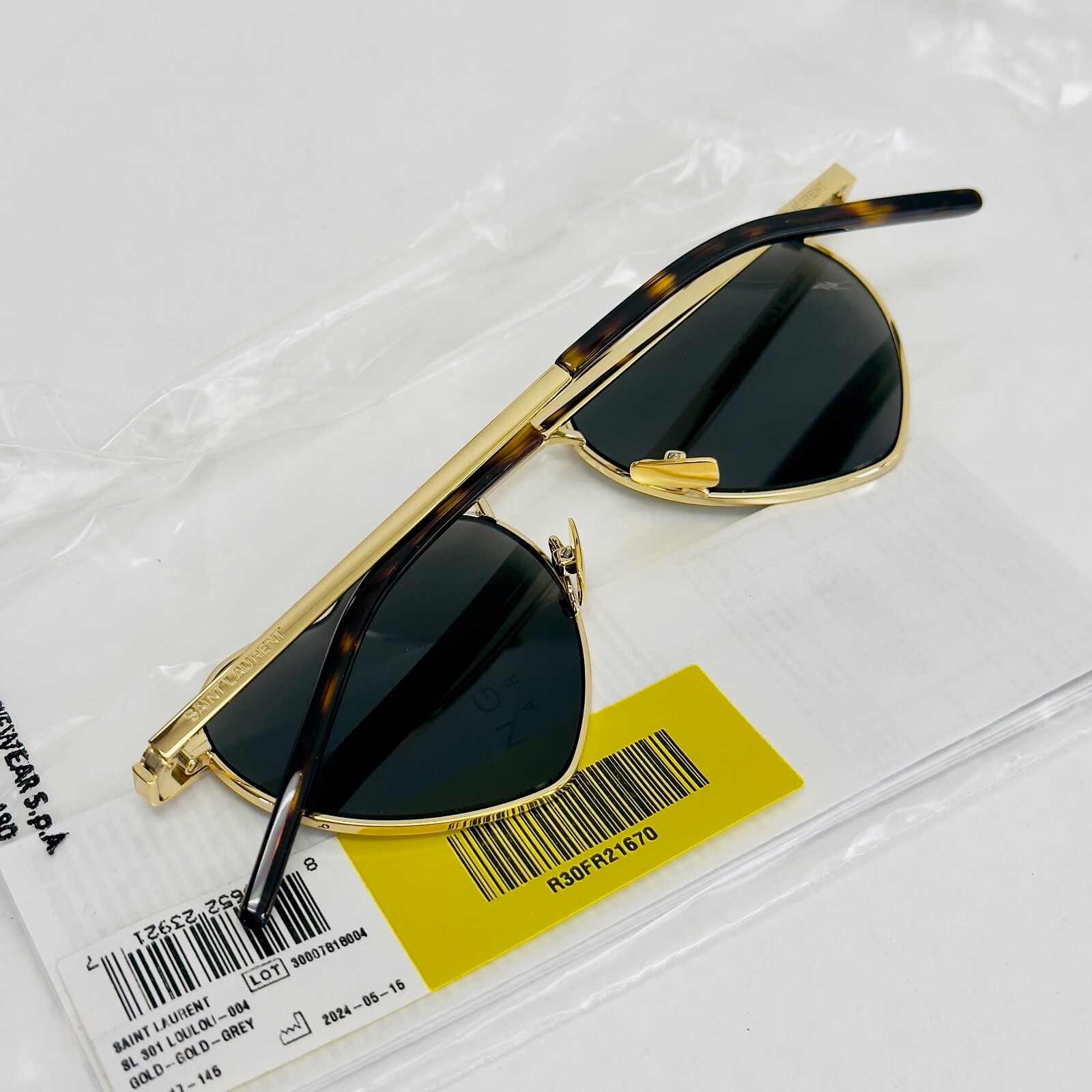 Pre-owned Saint Laurent Authentic Loulou 301 Sl301 Gold Gray Metal Heart Sunglasses 004