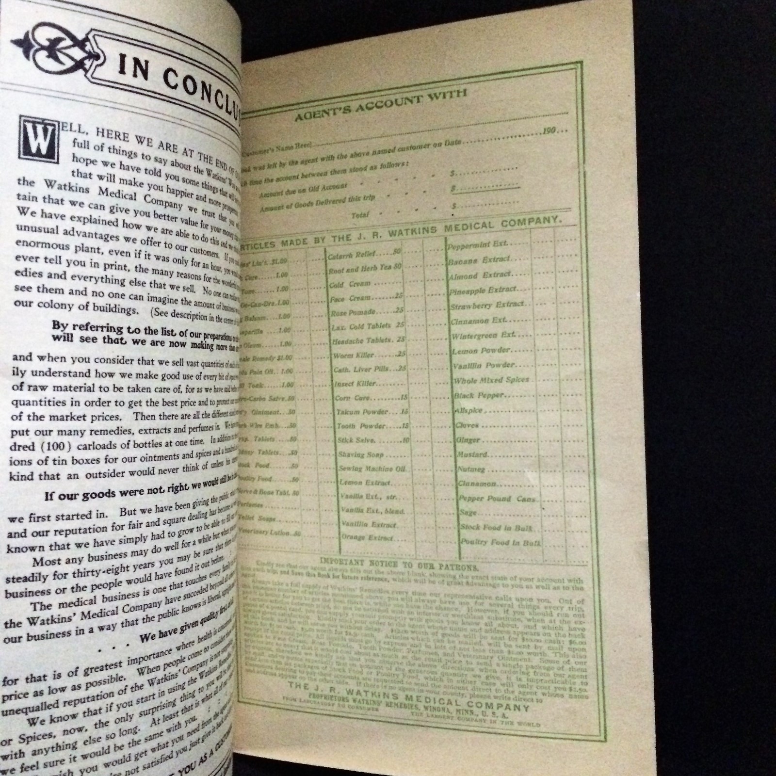 Watkins 1906 Almanac Home Doctor and Cook Book Remedies Medical Recipes Spices