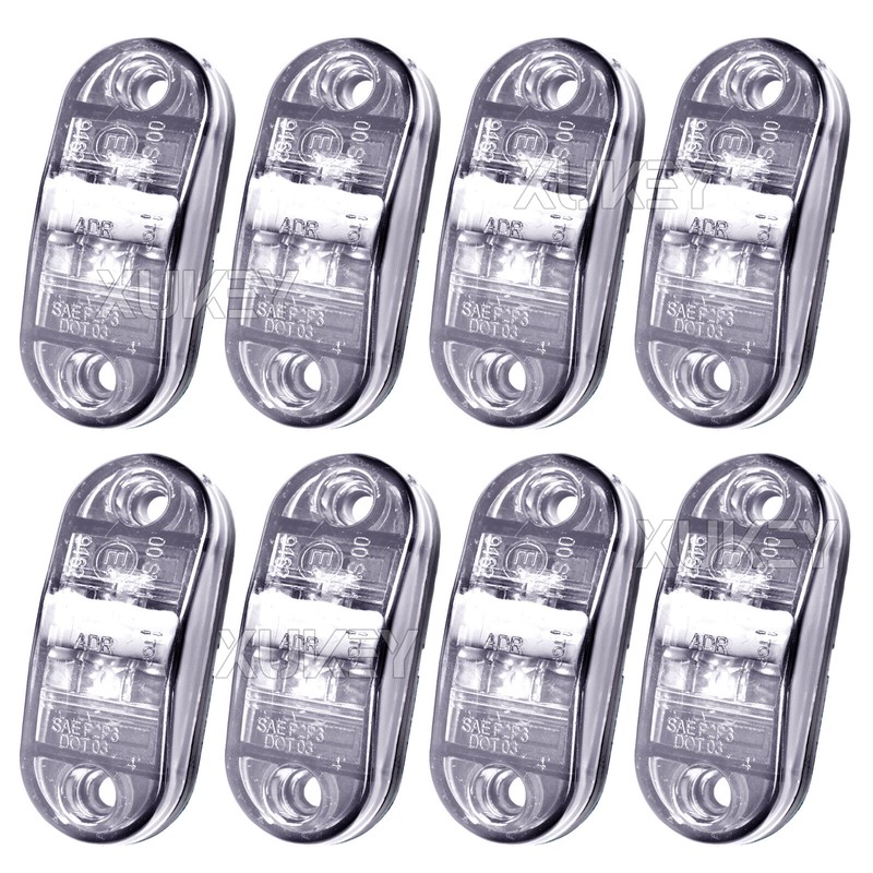 8X LED CLEARANCE LIGHT SIDE MARKER TAIL LAMP WHITE TRAILER TRUCK CARAVAN RV UTE